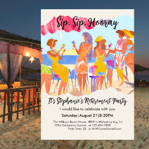 Invitación Divertido cóctel de verano de playa para la jubila