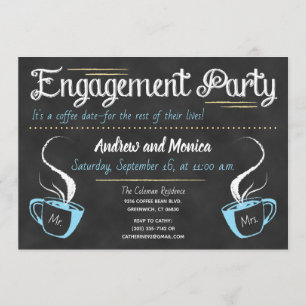 Invitación Divertido Coffee Chalkboard Engagement Party