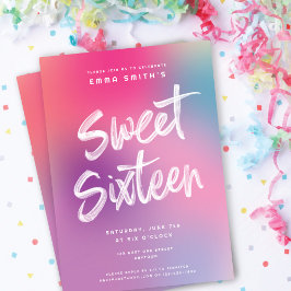 Invitación Divertido Colorful Modern Sweet Dieciséis cumpleañ
