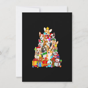 Invitación Divertido Corgi Árbol de Navidad Luces Gigante Per