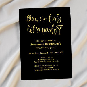 Invitación Divertido Cumpleaños 40 Moderno para Mujer de Cinc