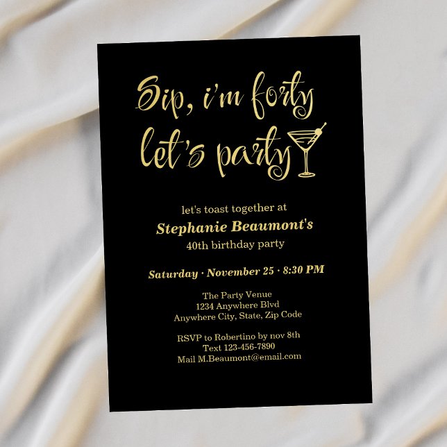 Invitación Divertido Cumpleaños 40 Moderno para Mujer de Cinc (Subido por el creador)