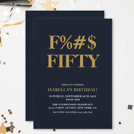 Invitación Divertido cumpleaños 50 F palabra humorística