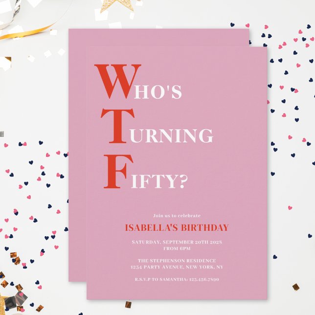 Invitación Divertido cumpleaños 50 WTF Humorístico (Subido por el creador)