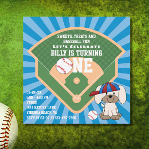 Invitación Divertido de Béisbol lindo perro cachorro primer c