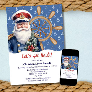 Invitación Divertido Desfile de Barcos Navideños Let's Get Na