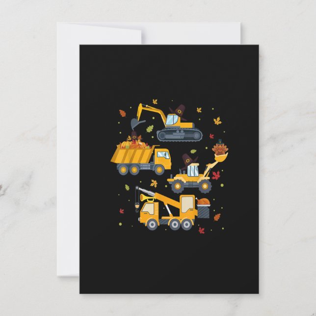 Invitación Divertido Día de Acción de Gracias Crane Truck Con (Anverso)