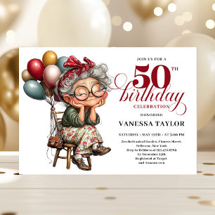 Invitación Divertido diseño de señora de 50 años para invitac