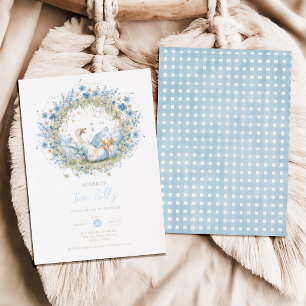 Invitación Divertido Dos Ganso Tonto Flor Azul Niño Cumpleaño