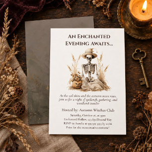 Invitación Divertido esqueleto de otoño – Reunión de brujas e
