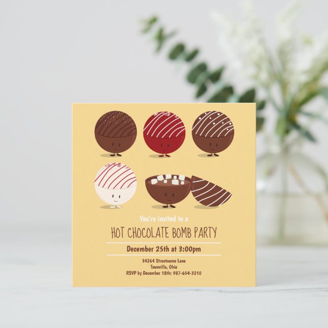 Invitación Divertido Fiesta de bomba de chocolate caliente (Anverso de pie)