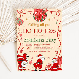 Invitación Divertido Fiesta de Navidades Adultos Santa Hos Fr