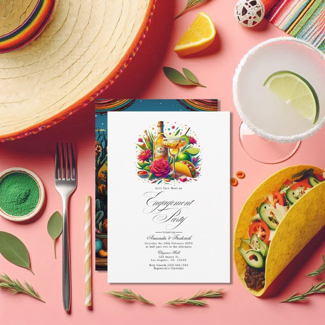 Invitación Divertido Fiesta Vamos a Taco 'sobre una fiesta de (Fun Fiesta Let's Taco 'bout an Engagement Party Invitation)