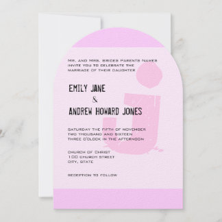 Invitación Divertido Funky Simple Moderno Monograma Rosa
