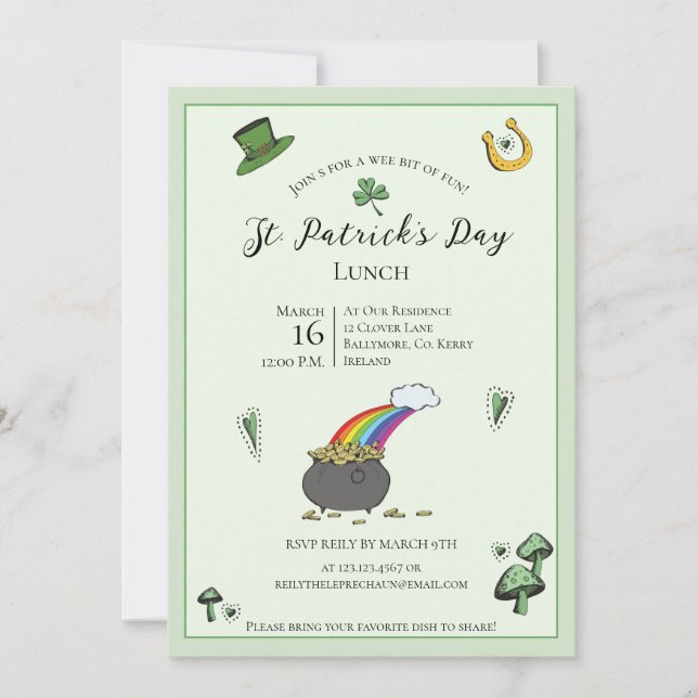 Invitación Divertido Green St Patricks Day Irish Blessch Lunc (Anverso)