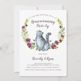 Invitación Divertido hogar calentamiento Purrty Fiesta Tema I