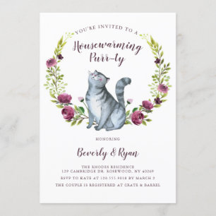 Invitación Divertido hogar calentamiento Purrty Fiesta Tema I