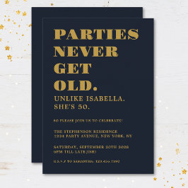 Invitación Divertido Humorístico Cumpleaños 50 Fiesta Azul Ma