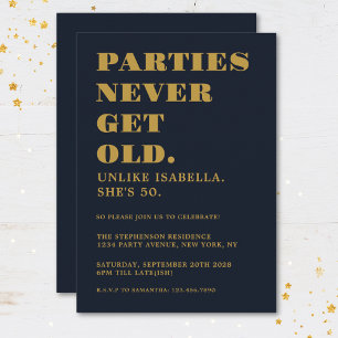 Invitación Divertido Humorístico Cumpleaños 50 Fiesta Azul Ma