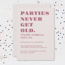 Invitación Divertido Humorístico Cumpleaños 50 Fiesta Rosa