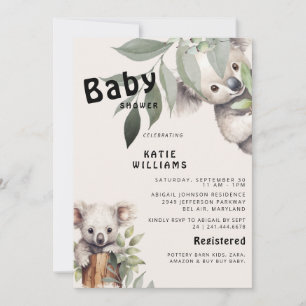 Invitación ¡Divertido Koala Bear Beige Oh Chico! Baby Shower