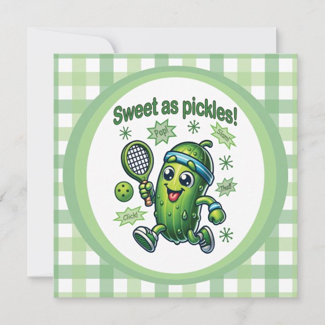Invitación Divertido Lindo Dulce como los Pickles Pickleball (Anverso)