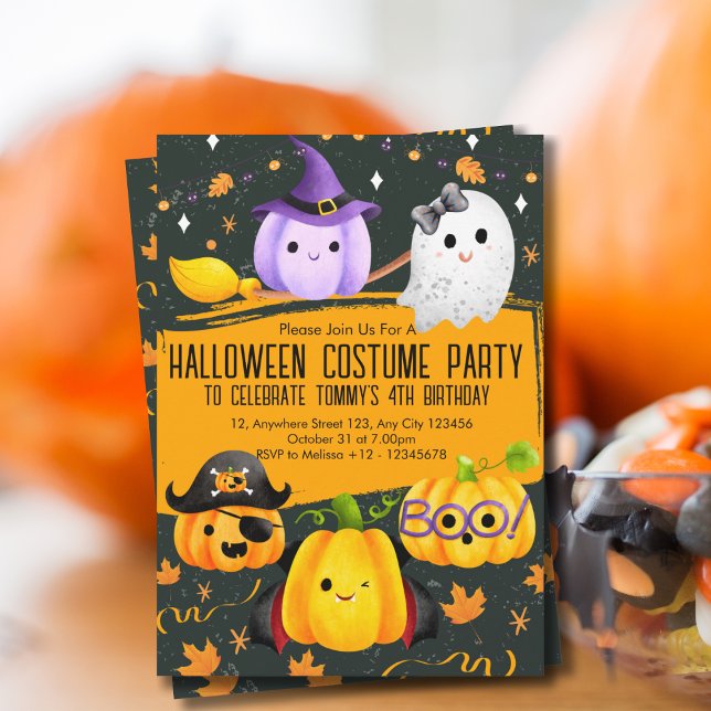 Invitación Divertido lindo Halloween disfraces niños cumpleañ (Subido por el creador)
