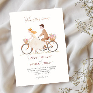 Invitación Divertido lindo romántico pareja floral boda de ma