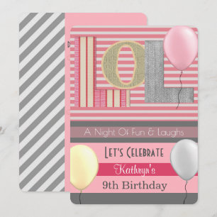 Invitación Divertido "LOL" Chica Fiesta de madera Cumpleaños