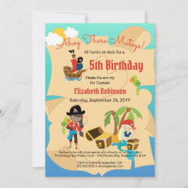 Invitación Divertido mapa del tesoro lindo Chica pirata fiest