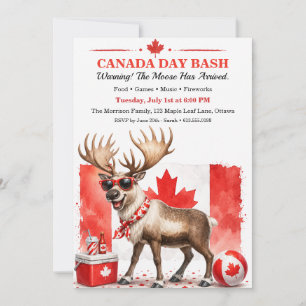 Invitación Divertido moose canadiense Fiesta del Día de Canad