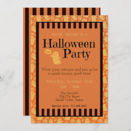 Invitación Divertido Naranja negro fantasma fiesta de Hallowe