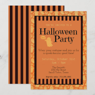 Invitación Divertido Naranja negro fantasma fiesta de Hallowe