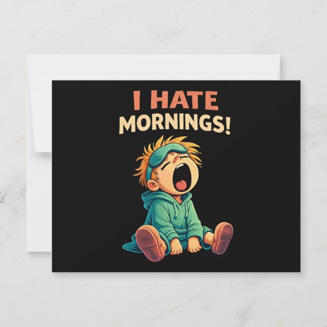 Invitación Divertido Odio las Mañanas Soñoliento (Anverso)