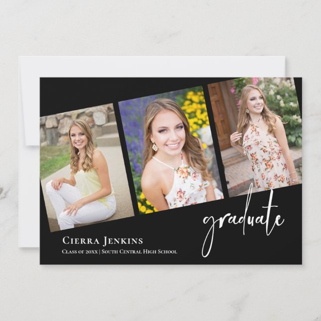 Invitación Divertido partido de graduación de fotografía negr (Anverso)