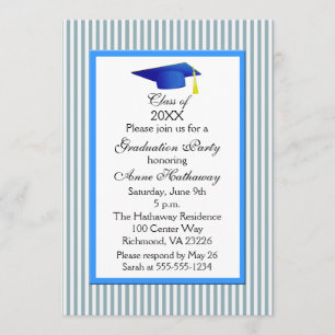 Invitación Divertido partido de graduación de franja blanca y