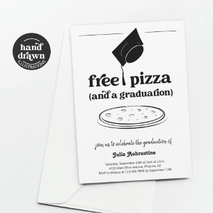 Invitación Divertido partido de graduación de pizza