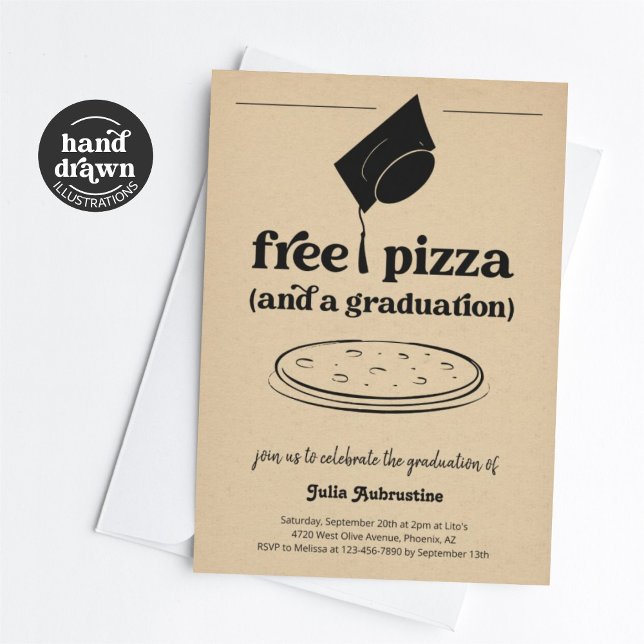 Invitación Divertido partido de graduación de pizza (Subido por el creador)