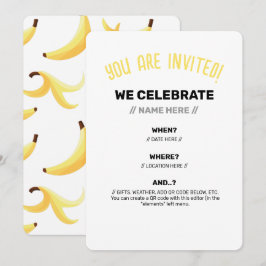 Invitación Divertido patrón de fiesta con chistes de plátano 