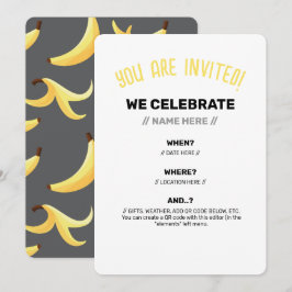 Invitación Divertido patrón de fiesta con chistes de plátano 