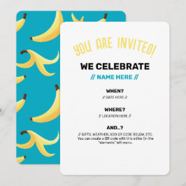 Invitación Divertido patrón de fiesta con chistes de plátano 