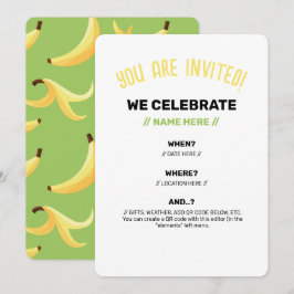 Invitación Divertido patrón de fiesta con chistes de plátano 
