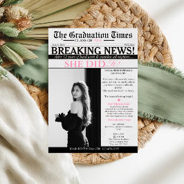 Invitación Divertido periódico fotográfico moderno y único de