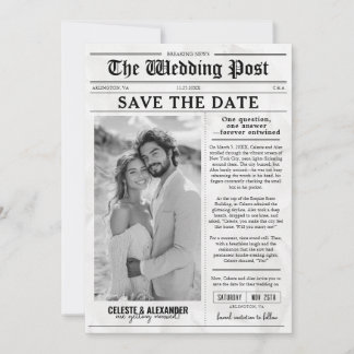 Invitación Divertido periódico único salva al Boda de fotos d