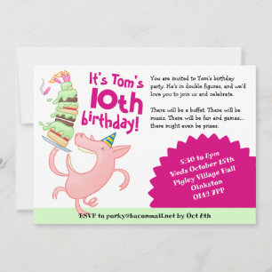 Invitación Divertido Personalizado de tarta de cumpleaños y n