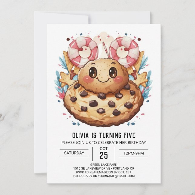 Invitación Divertido Personalizado dulces cookies Cumpleaños (Anverso)