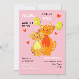 Invitación Divertido Personalizado Kitty Cats Adorable Fiesta