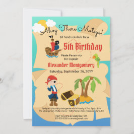 Invitación Divertido Personalizado Treasure Map Pirate Boy Bi