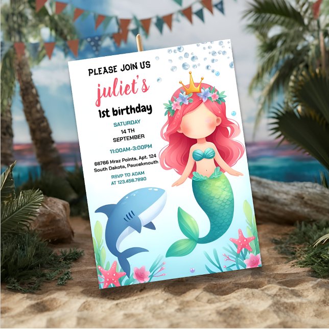 Invitación divertido pescado fresco mar ballena azul tiburón  (Subido por el creador)