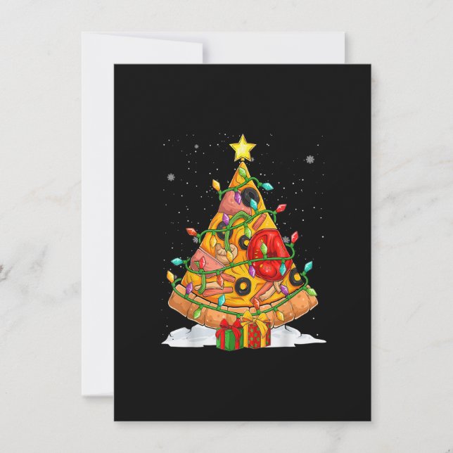 Invitación Divertido Pizza Árbol de Navidad Iluminación Decor (Anverso)